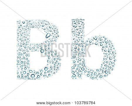 Water Drops Alphabet Letter B, Isolated White