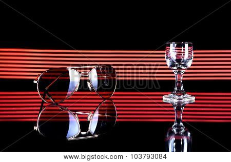 Glass Of Alcohol And Sunglasses, Disco Background