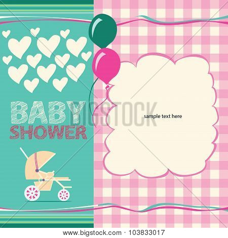 Cute Baby Shower Greeting Card Vector Illustration