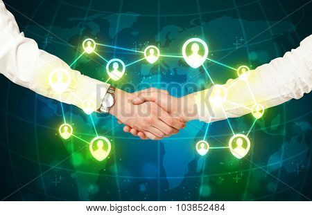 Business handshake, social netwok concept