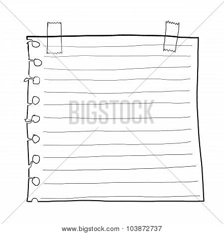 Paper Note And Masking Tape Line Art