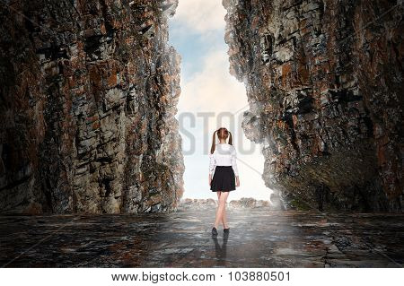 Business person in the cave