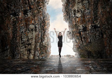 Business person in the cave