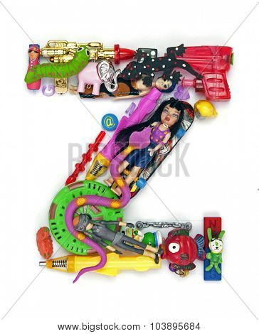 the letter     Z  made from small toys