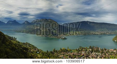 View of a little house at la tournette in the French Alps 