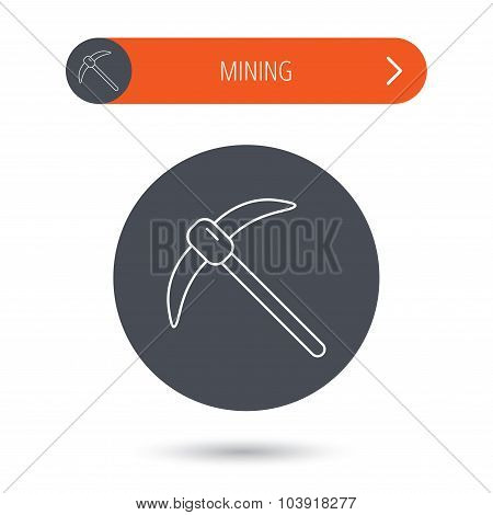 Mining tool icon. Pickaxe equipment sign.