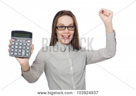 Woman in business concept isolated on white