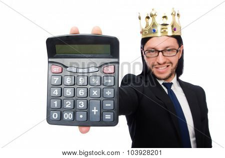 Funny man with calculator and abacus