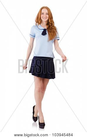 Schoolgirl isolated on the white