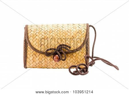 Handmade Of Bags Made ??of Woven Bamboo Isolated On White Background