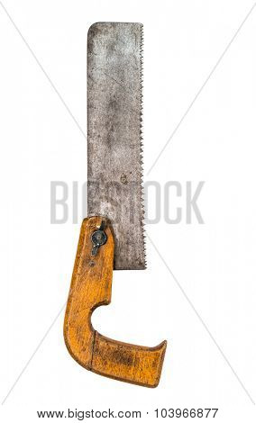 retro rusty crosscut hand saw handsaw tool isolated on white background