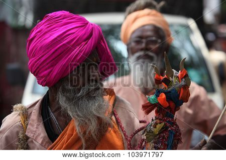 Pune, India - July 11, 2015: An Old Indian Pilgrim, A Devotee Of Lord Shiva During An Indian Pilgrim