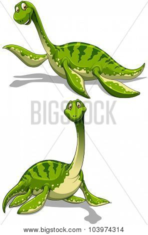 Green dinosaur with long neck illustration