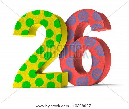 Colorful Paper Mache Number On A White Background  - Number 26