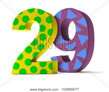 Colorful Paper Mache Number On A White Background  - Number 29