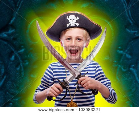 Little pirate boy with cutlass