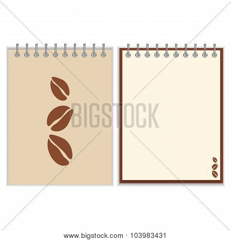 Notebook cover design with coffee beans