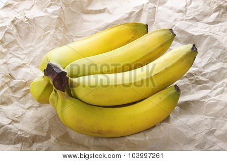 Banana Bunch On Crumpled Paper