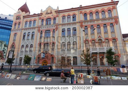 Kiev, Ukraine, August 27, 2017. View of Volodymyrska street