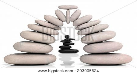 Zen Stones On White Background. 3D Illustration