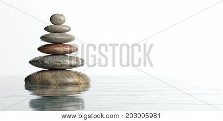 Zen Stones On White Background. 3D Illustration