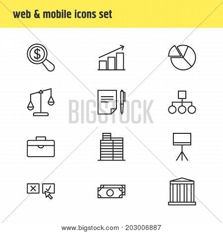 Editable Pack Of Agreement, Balance, Recision And Other Elements.  Vector Illustration Of 12 Management Icons.
