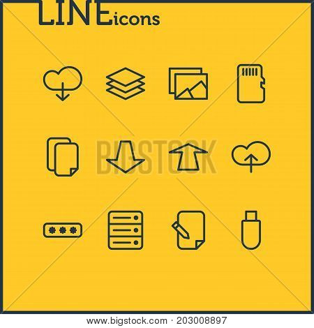 Editable Pack Of Gallery, Parole, Cloud And Other Elements.  Vector Illustration Of 12 Archive Icons.