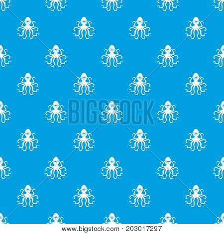 Octopus pattern repeat seamless in blue color for any design. Vector geometric illustration