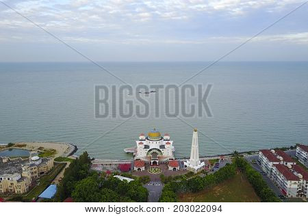 Majestic View Of Malacca Straits Mosque During Sunset