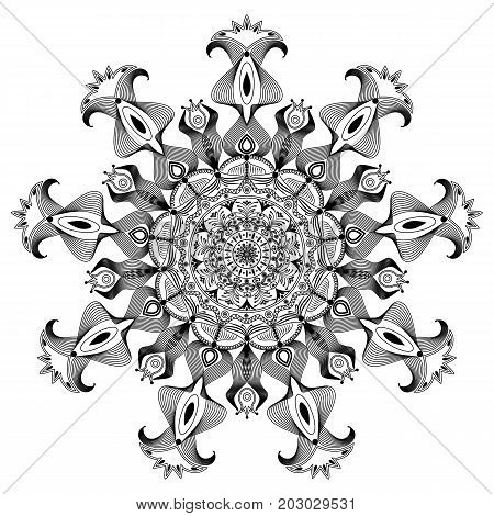 Flower pattern by black lines with Vintage decorative elements. Oriental pattern vector illustration. motifs. For coloring book page