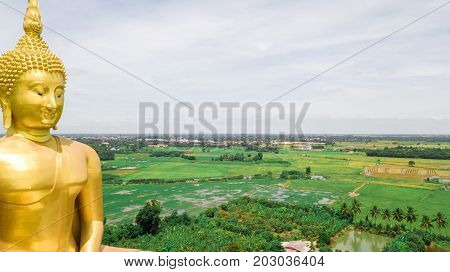 Aerial Photo Wat Muang Ang Thong Thailand