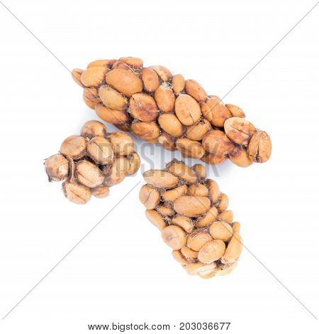Kopi Luwak Or Civet Coffee, Coffee Beans Excreted By The Civet Isolated On White Background