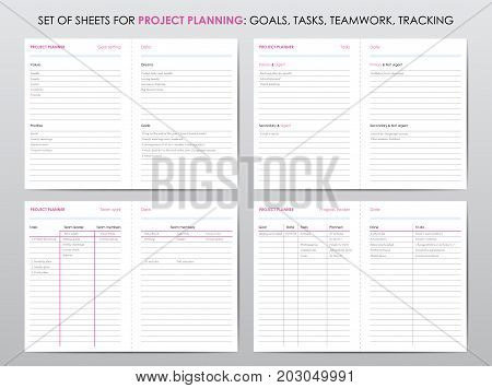 Set of project planner sheets, for life and business planning