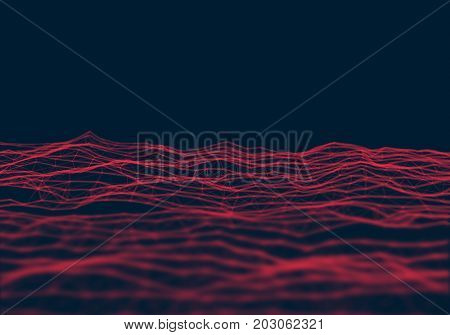 Abstract polygonal dark red low poly background. Connecting dots and lines in triangles structure. Illustration for branding technology science graphic design. Network crystal cell