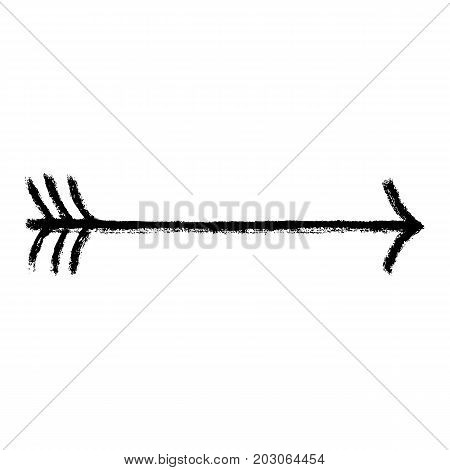 Black arrow sign painted by paint brushstroke. Ink sketch drawing created in handmade technique. Quick and easy recolorable shape. Vector illustration a graphic element