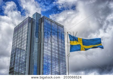 Goteborg Sweden - July 2017: Gothia Towers an early morning Gothia Towers is Scandinavia's largest hotel located in Gothenburg.