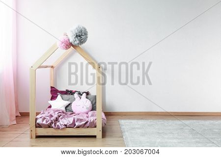 Bed With Pink Satin Bedding