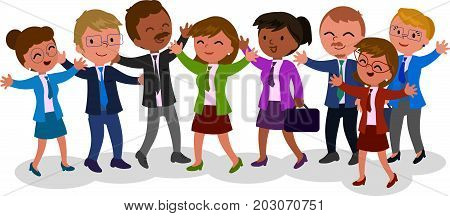 Happy successful exulting business people vector illustration