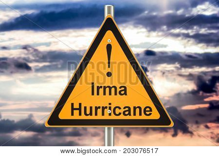 Hurricane Irma road sign concept 3D rendering