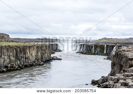 Spectacular Selfoss waterfall in Iceland in summer.
