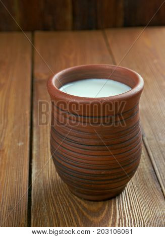 Ayran. Traditional Turkish yougurt drink. , close up meal