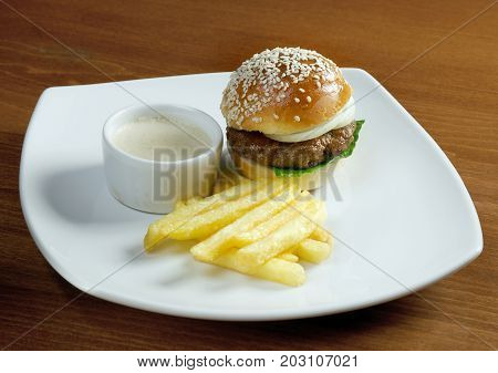 Hamburger With French Fries