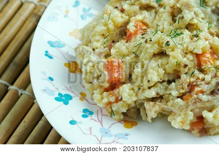 Chicken Sindhi Biryani.chicken polow. , close up meal