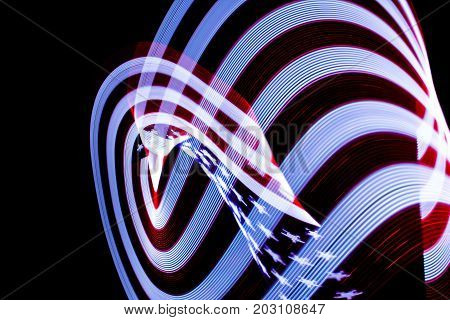 USA Flag lightpainted on black background texture
