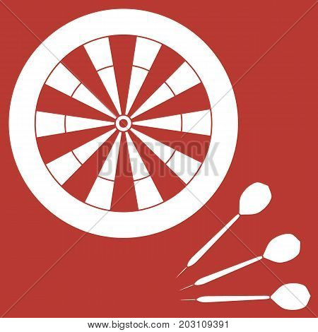 Cute Vector Illustration Of Target And Arrows For The Darts. Sports Theme.