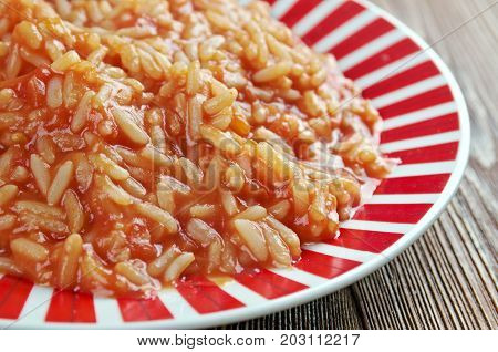 Domatesli pilav - traditional Turkish style  close up meal