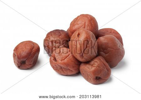 Traditional Japanese umeboshi on white background