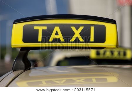 Taxi waiting for a ride at the airport