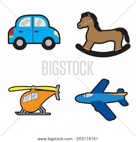 Set of toys on a white background, Vector illustration