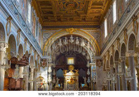 Interior Of Church. Rome , Italy